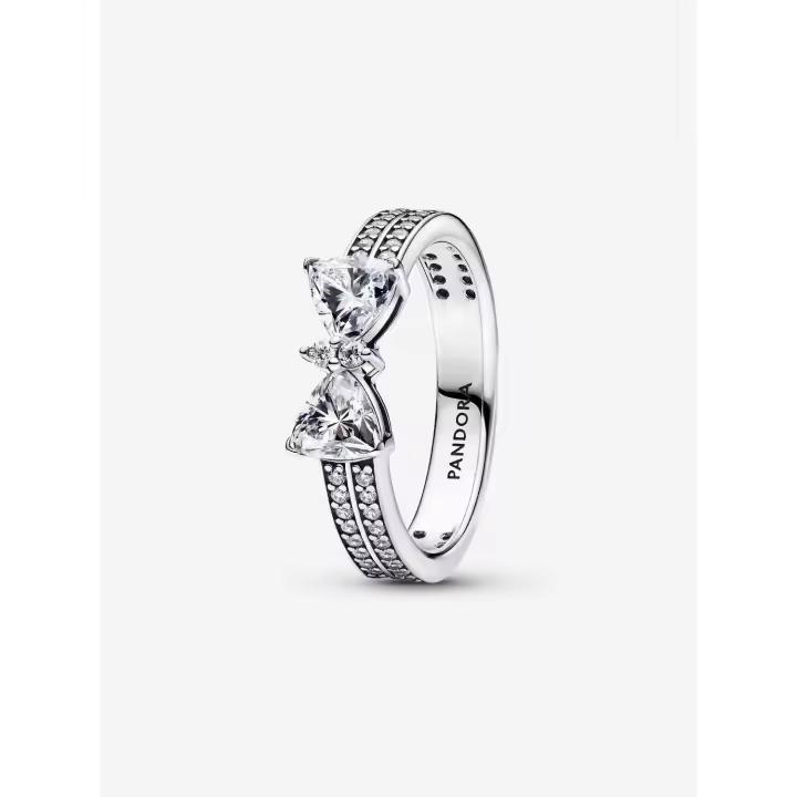 Pandora - Anillo de Doble hilera con lazo brillante-Plata de ley - 1