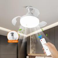 Ventilador de techo con luz LED y control remoto, aspas retráctiles, motor de CC silencioso, tres velocidades y temporizador. Estilo moderno y bajo consumo. Crea un ambiente fresco y silencioso. - details 5
