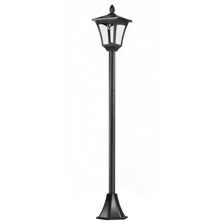 Outsunny Farola Solar Luz Solar para Jardín con Panel Solar Encendido Automático y Marco de Acero Inoxidable para Terraza Patio 18x18x160 cm Negro - 1