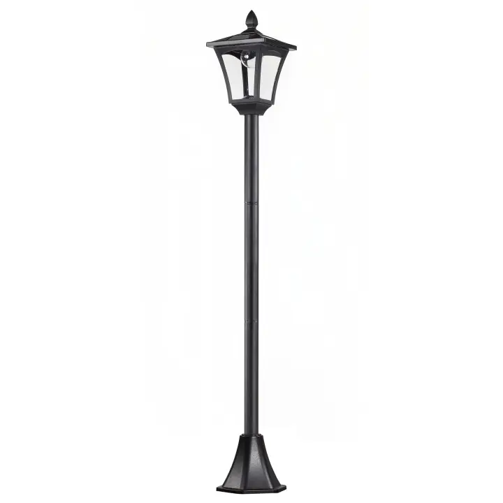 Outsunny Farola Solar Luz Solar para Jardín con Panel Solar Encendido Automático y Marco de Acero Inoxidable para Terraza Patio 18x18x160 cm Negro - 1