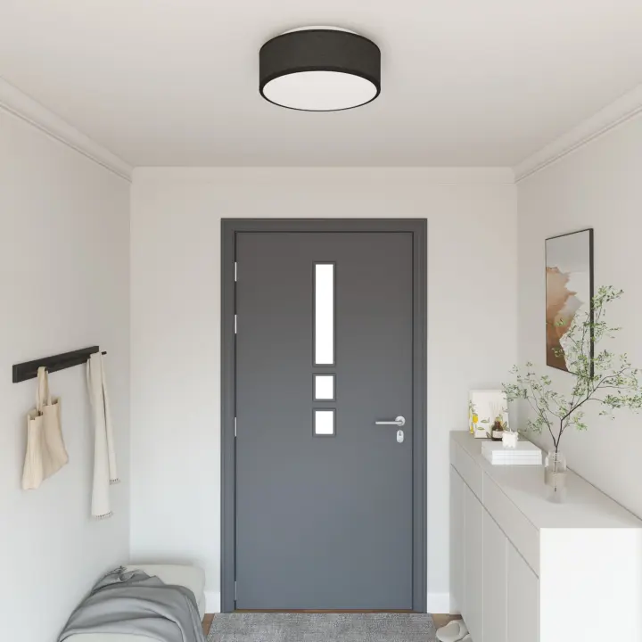 Luz de techo vidaXL, empotrable, negra Ø 38 cm, bombilla E27 - 1