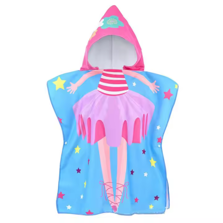 Toalla De Playa Con Capucha Para Niñas Y Niños Robe De Baño Cálido Y Confortable Para Niños De 0 a 8 Años Diseño De Princesa - 1