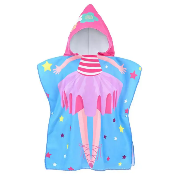 Toalla De Playa Con Capucha Para Niñas Y Niños Robe De Baño Cálido Y Confortable Para Niños De 0 a 8 Años Diseño De Princesa - 1