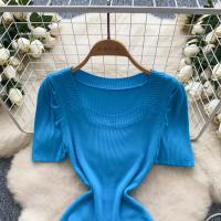 Vestido De Punto REALEFT Vintage De Verano Para Mujer Con Mangas Escaleras Estilo Casual Cuello Cuadrado Ajustado Hasta La Cintura - details 14