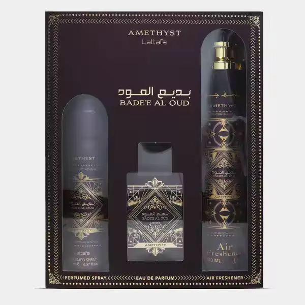 Nuevo! Pack Badee Al Oud AMETHYST (Ambientador, desodorante, perfume de 100ml) Edición limitada - 1