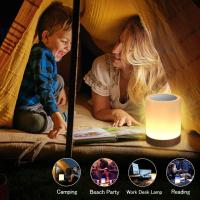 Luz de noche LED, lámpara de mesa de noche inteligente, control táctil regulable USB recargable, portátil, para niños, dormitorio, camping - details 4