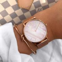 Reloj De Mujer De Lujo En Color Rosa Oro Con Dial De Concha Y Correa De Malla Reloj De Cuarzo Para Damas Moda Casual - details 6