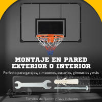 SPORTNOW Canasta de Baloncesto con Red Aro de Baloncesto de Pared con Tablero y Marco de Acero para Uso en Interiores y Exteriores 113x61x73 cm Negro - details 3