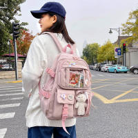 Mochila De Nylon Impermeable Para Mujer Con Múltiples Bolsillos Kawaii Para Estudiantes Con Capacidad Para Laptop Y Libros - details 4