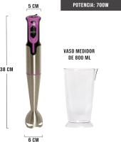 BATIDORA DE MANO 700W CON 2 VELOCIDADES, CUCHILLAS DE ACERO INOXIDABLE, BRAZO RESISTENTE Y VASO MEDIDOR 800ML. ELECCION PERFECTA PARA RESULTADOS EFICIENTES Y PRECISOS EN TODAS TUS RECETAS (MORADO) - details 4