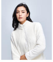 Nueva Estilo Otoño Invierno Chaqueta De Coral Polar Para Mujer Cierre De Cremallera Exterior De Poliéster Suave Y Cálida Ropa Casual - details 5