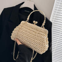 Bolso De Noche Elegante Para Mujer Con Cadena Dorada Bolso De Mano Tejido Manual Para Fiesta Banquete Clutch De Hombro Cruzado - details 18