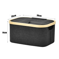 AYA MARKT Caja Almacenaje Plegable con Tapa, Caja Almacenaje de Tela,Cesta Organizadora Plegable,Almacenamiento Decorativo, Marco de Bambú, Cesta con Asas,Rectangular,Color Negro - details 3