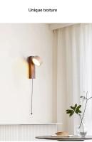 Lámpara De Pared De Estilo Japonés Con Interruptor De Tiraje Luz LED Rotable Madera Nogal Suave Para Dormitorio Y Sala - details 4