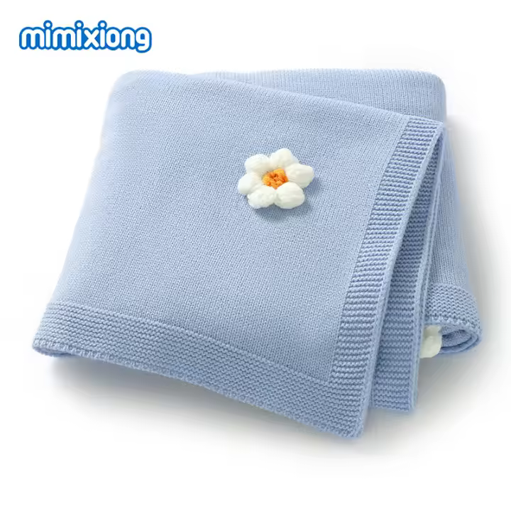 Manta de Bebe Tejida para recién nacido, ropa de Cama para Niño y Niña, edredón de 100x80cm, envolvent para cochecito infantil, Moda Super suave, Cuadros de Flores 3D bonitos - 1