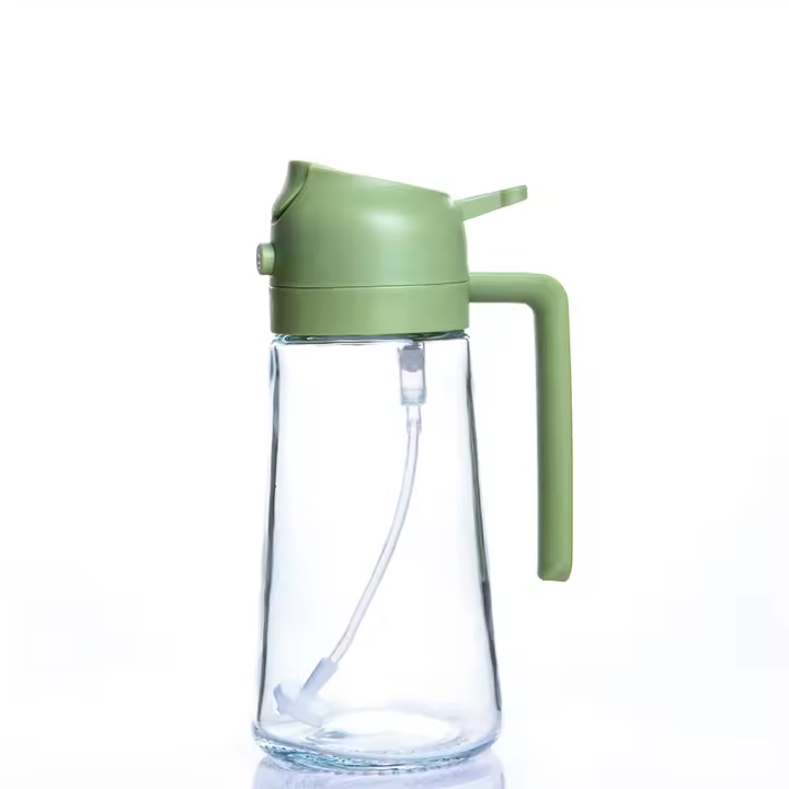 Pulverizador de Aceite para Cocinar, Botella Dispensadora de Aceite de Oliva 2 en 1 Para Cocina, Botella de Aceite de Vidrio de 17 oz/500 ml para Freidora de Aire, Barbacoa (Blanco Cremoso) - 1