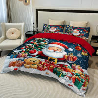 Set De Edredón Y Fundas De Almohada De Navidad Kawaii Con Dibujos De Ciervo Y Viejo 3 Piezas Funda De Edredón Y 2 Fundas De Almohada 100% Poliéster 90gsm - details 15