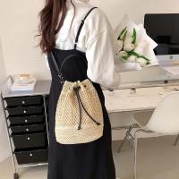 Bolsa de paja para Mujer, Bolsa de Playa Tejida de Verano con Cordón de Cordón, Bolso de Mano para Vacaciones - details 0