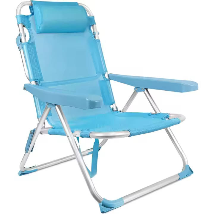 TIENDA EURASIA - Silla de Playa Plegable, 48x62x81 cm, Silla Multiposiciones Reclinable, Estructura de Aluminio Ligera y Resistente, Tela de Textileno, Refuerzo en Las Patas - 1