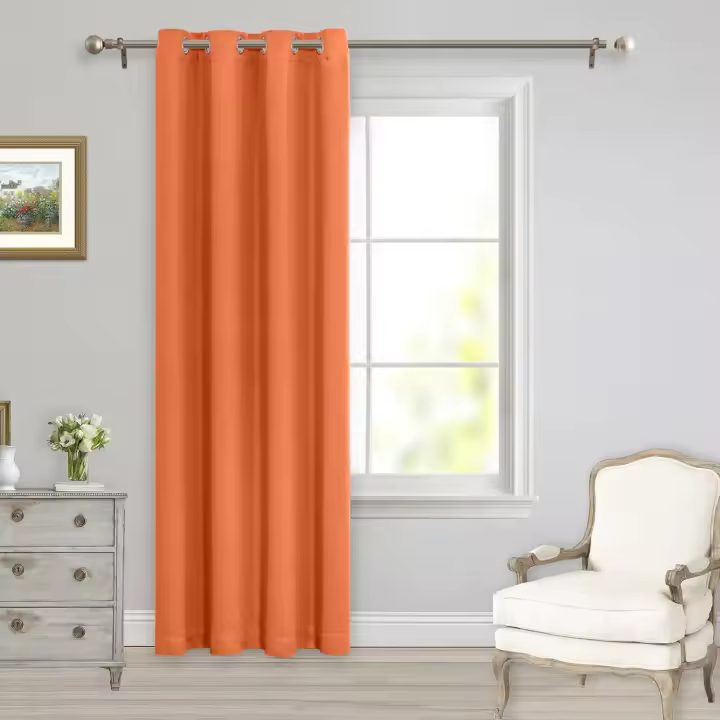 Cortina opaca naranja para dormitorio, cortinas de un solo panel para sala de estar, cortinas de 84 pulgadas de largo, cortina con ojales, 1 panel de cortina - 1
