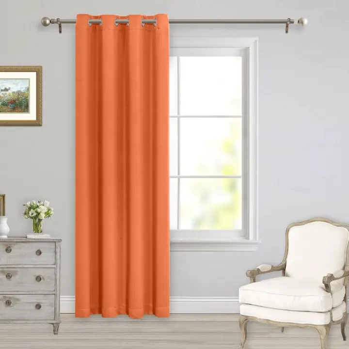 Cortina opaca naranja para dormitorio, cortinas de un solo panel para sala de estar, cortinas de 84 pulgadas de largo, cortina con ojales, 1 panel de cortina - 1