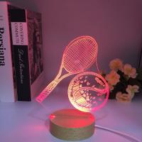 Lámpara De Mesa LED 3D De Madera Con Luz Nocturna De Tenis Cambio De 7 Colores USB Decoración Para El Hogar Regalos Para Fanáticos De Tenis - details 1