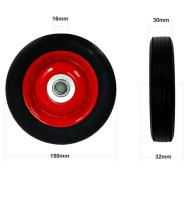 Coshano Set de 2 Ruedas para Carretilla, Neumáticos de Goma Maciza, 6 Pulgadas, Eje de 15 Mm, Hasta 150 Kg, Tamaño 150-30mm - details 1