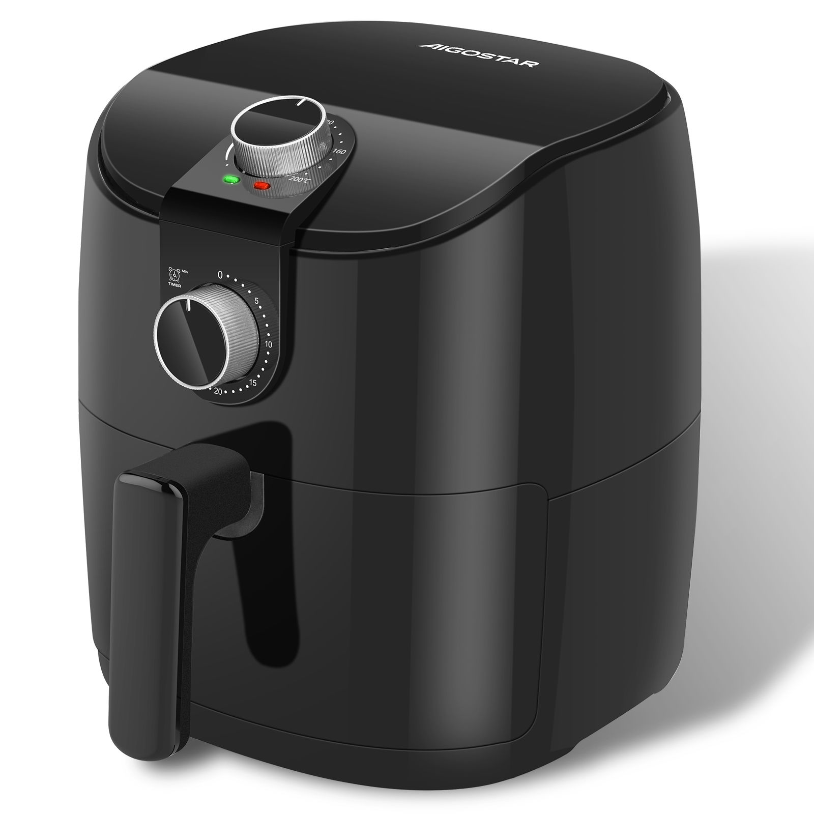 AIGOSTAR  Freidora de Aire de 4L, Tiempo y Temperatura Ajustables, Rejilla Antiadherente Desmontable, 1500W.