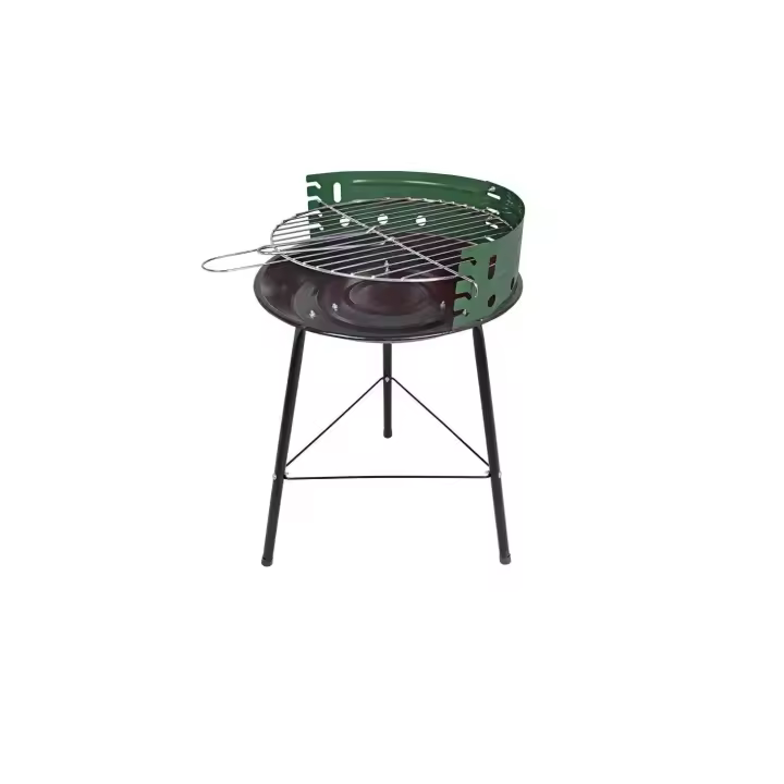 Barbacoa de carbón Saturnia mod. Cocinero Ø 33 cm,  redonda de carbón con parrilla con regulación de la altura en 4 posiciones y mango desmontable. - 1