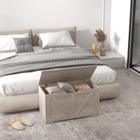 HOMCOM Baúl de Almacenaje para Dormitorio 100 L Banco de Almacenaje con Tapa Bisagra de Seguridad para Pasillo Salón 80x40x45 cm Gris - details 1