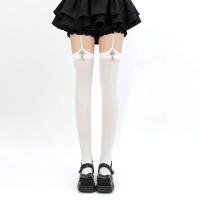 Medias De Rodilla Alta Para Mujer Color Sólido Con Decoración De Cruz Estilo Lolita Cosplay Gótico Finas Y Transpirables - details 7