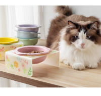 Tazón De Mascota Con Soporte De Acrílico Y Cerámica Floral Protección Del Cuello Para Gatos Y Perros Alimentación Alimentos Para Mascotas - details 6