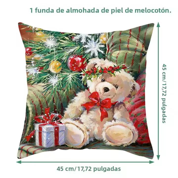 Funda De Cojín Navideña 'Feliz Navidad' Decoración Para El Hogar 2024 Xmas Navidad Regalos Año Nuevo 2025 Polyester/Cotton - 1