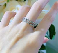 Elegante Lonely Anillo aplicable Bañado en Plata 925 con Rodeado cúbica, anillo de compromiso con forma De Corona para Mujer. - details 1