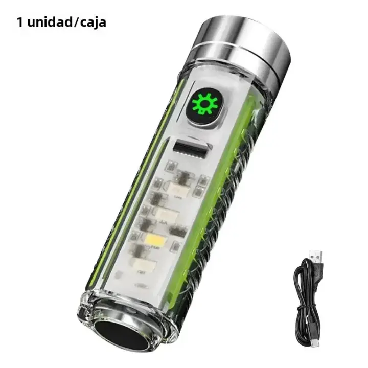 Linterna LED Recargable USB C Con Imán De Cola Y Luz UV Multifuncional Mini Linterna Portátil Para Camping Luz De Defensa Stick - 1