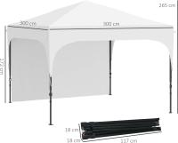 Carpa Plegable 3x3 m Cenador de Jardín con Altura Ajustable 1 Pared Lateral Impermeable 4 Bolsas de Arena y Bolsa de Transporte Gazebo para Exterior Patio Fiestas Blanco - details 2