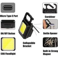 Linterna LED Multifuncional Miniatura Con Llavero Luz De Trabajo COB Recargable Por Tipo-C Torcha De Bolsillo Para Camping Al Aire Libre Emergencias - details 18