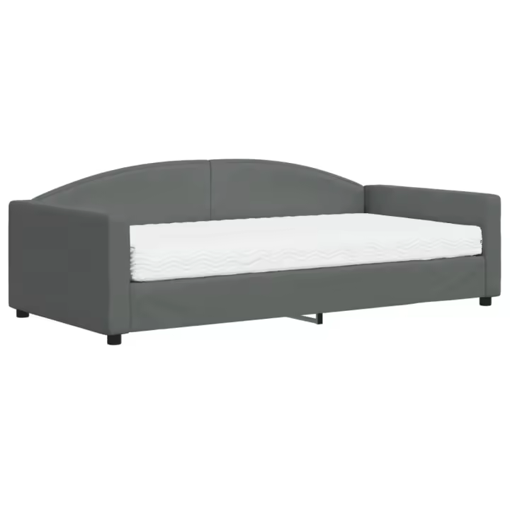 vidaXL Sofá cama con colchón tela gris oscuro 100x200 cm - 1