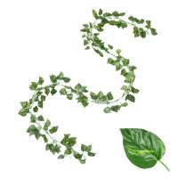 1/2PCS Simulación De Planta De Pared Verde Para Interior Decoración De Flores Rattan Falsas Hojas Verdes Begonia Adorno De Pared Colgante De Plástico - details 1