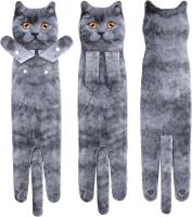 Divertidos Gatos Toalla de Mano-Decoración Gato Toalla Colgantes para Baño Trapos de Cocina-Animal Absorbente suave Toallas-regalos Graciosos Para Originales Mujer Amantes de Los Gatos-Corto Azul - details 5