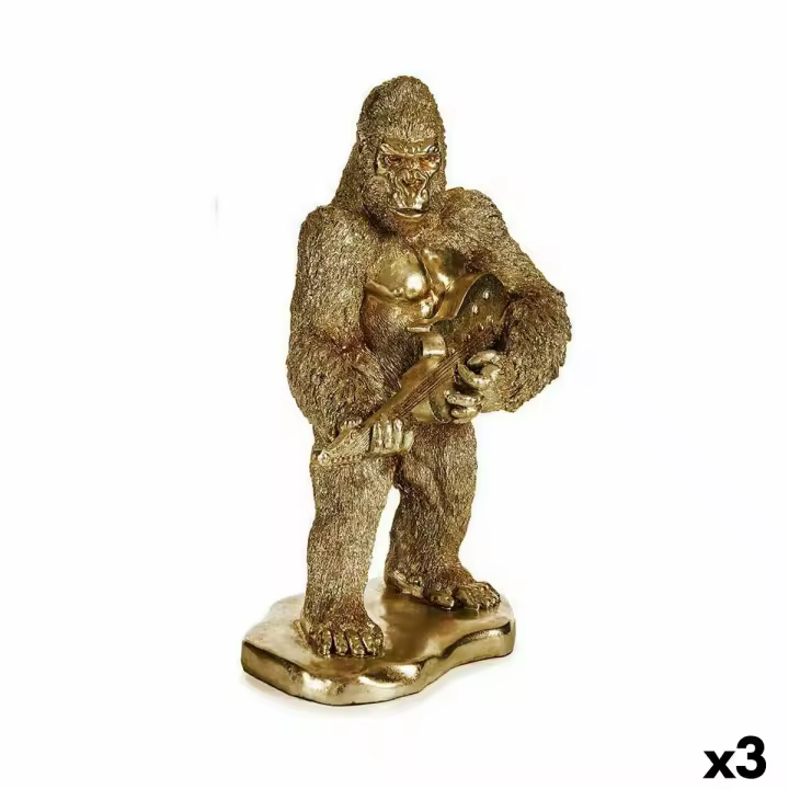 Figura Decorativa Gorila Guitarra Dorado 16 x 39 x 27 cm (3 Unidades) - 1