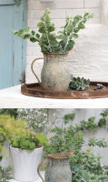 Vaso De Flores Estilo Francés Rústico Shabby Chic Galvanizado Vintage Decorativo Para Casa Y Jardín Metal Vintage - details 0