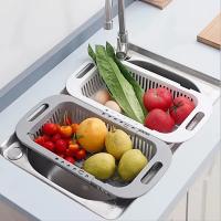 Rack De Cocina Retráctil Y Engrosado Para Fregadero Almacenamiento De Verduras Y Cucharas Plástico Resistente Para El Hogar - details 1