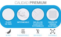 KingnetStore - Protector Colchón Algodón Rizo Impermeable / Reversible Ajustable Transpirable, Funda para Colchon estira hasta 30 CM de Profundidad. Blanco Cama 90 105 135 150 180 CM. Para Niños Adultos Ancianos Fácil Lavado - details 0