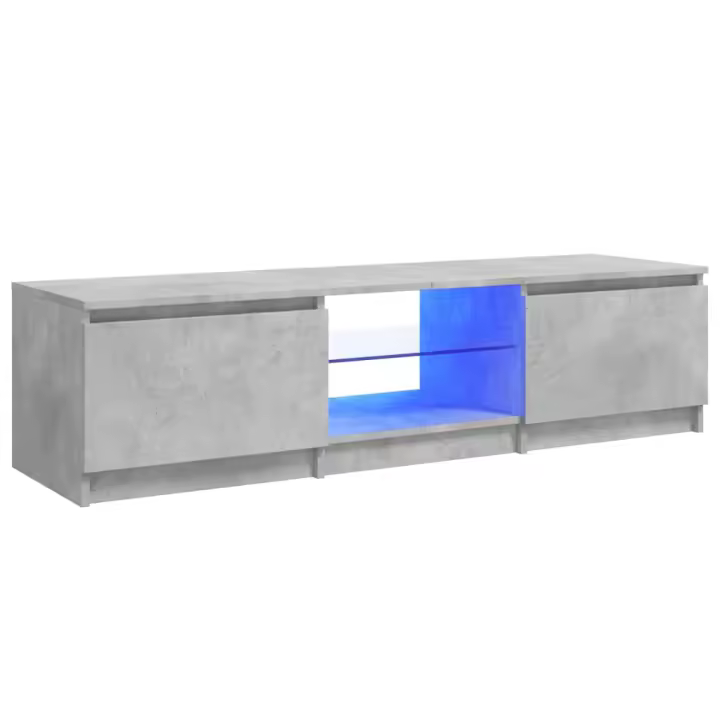Mueble de TV con luces LED gris hormigón 140x40x35,5 cm - 1