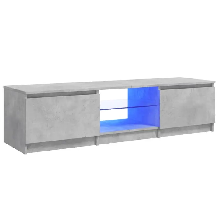 Mueble de TV con luces LED gris hormigón 140x40x35,5 cm - 1