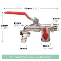 Grifo De Jardín De Latón Con Doble Cabeza 1 Entrada 2 Salidas Conector De Agua Para Balcones Y Jardines Material Metálico Estándar BS - details 5