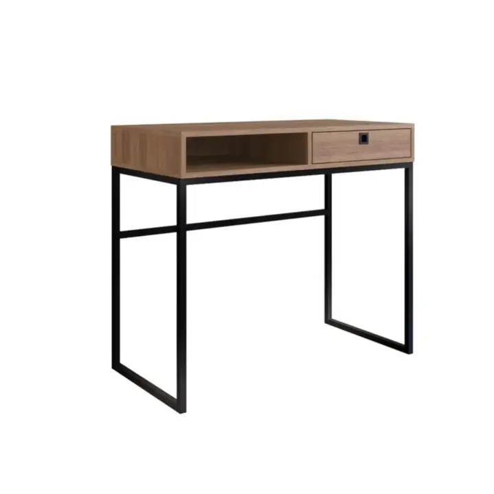 Escritorio León cajón + compartimento natural/negro 75x90x45 cm - 1