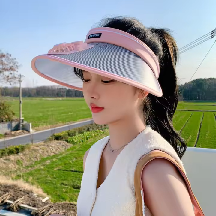 Sombrero De Verano Para Mujer 2024 Protección Solar Anti UV Sombrilla De Playa Sombrero De Paja Eléctrico Para Exterior - 1
