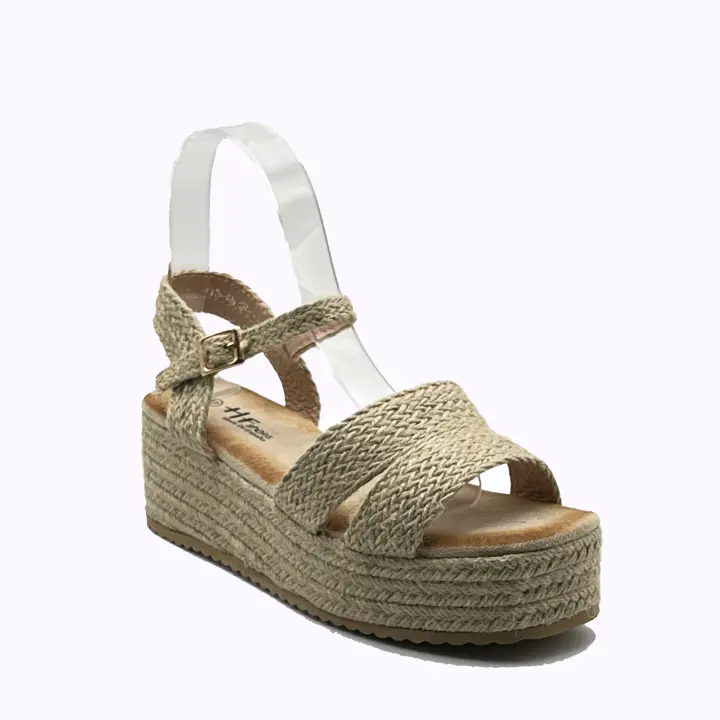 JZ Hermanos Zapato de Estilo Alpargata con Plataforma de Esparto Trenzado de Tiras - 1